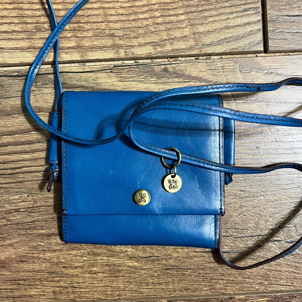 HOBO Small Blue Crossbody Bag with Gold Hardware